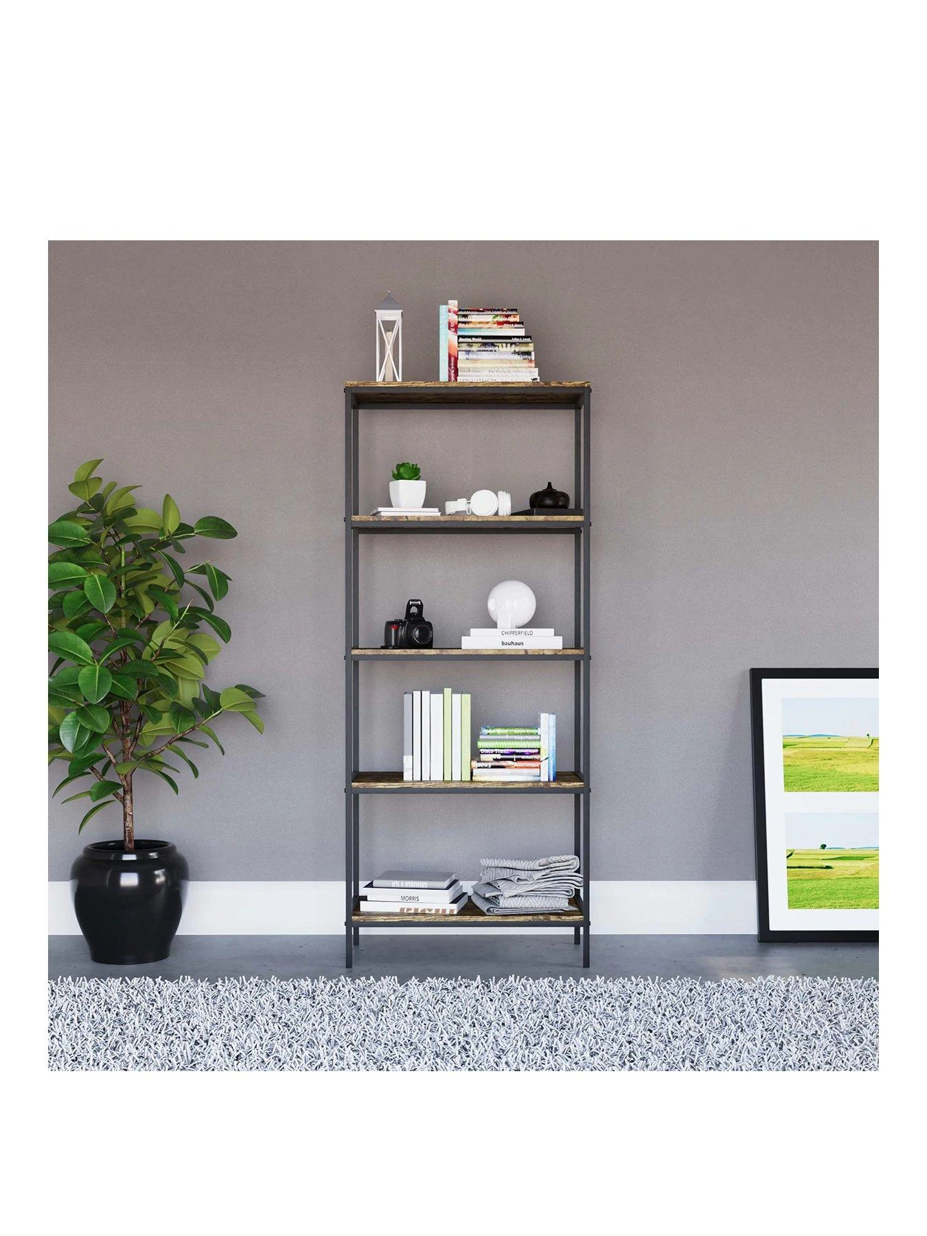 Vida Designs Brooklyn 5 Tier Bookcase - Dark Oak 5 Vida Designs Brooklyn 5 Tier Bookcase - Dark Oak - Image 3