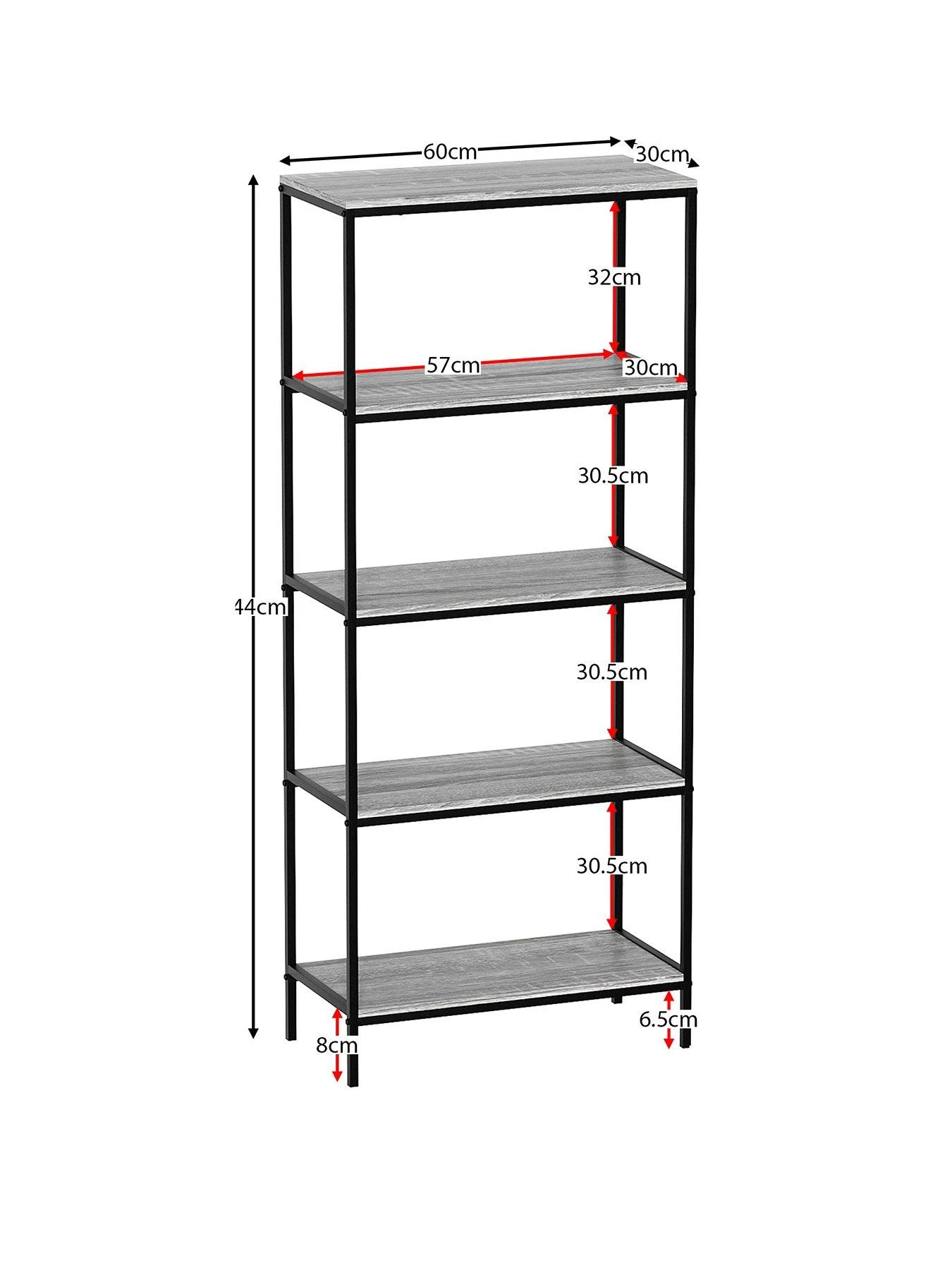 Vida Designs Brooklyn 5 Tier Bookcase - Grey Oak 4 Vida Designs Brooklyn 5 Tier Bookcase - Grey Oak - Image 2