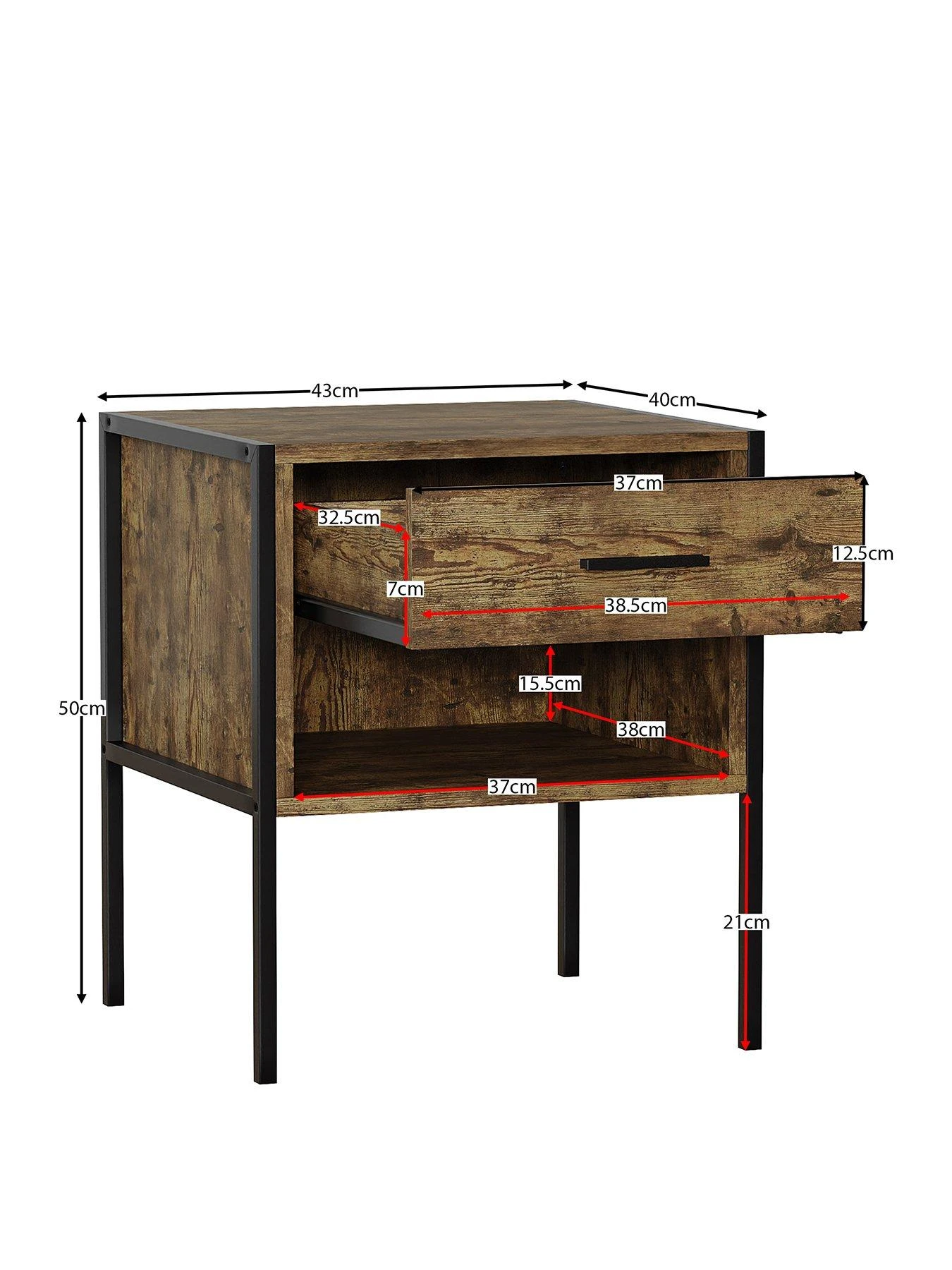 Vida Designs Brooklyn 1 Drawer Bedside Chest - Dark Oak 4 Vida Designs Brooklyn 1 Drawer Bedside Chest - Dark Oak - Image 2