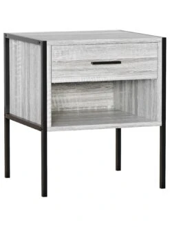 Vida Designs Brooklyn 1 Drawer Bedside Chest - Grey Oak -Oleu Furniture Shop VGOSJ SQ6 0000006131 GREY OAK SLd2
