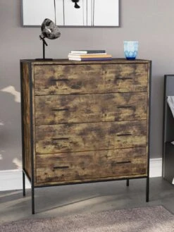 Vida Designs Brooklyn 4 Drawer Chest - Dark Oak
