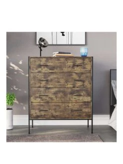 Vida Designs Brooklyn 4 Drawer Chest - Dark Oak 11 Vida Designs Brooklyn 4 Drawer Chest - Dark Oak -Oleu Furniture Shop VGOSK SQ3 0000000558 DARK OAK SLa