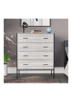 Vida Designs Brooklyn 4 Drawer Chest - Grey Oak -Oleu Furniture Shop VGOSL SQ3 0000006131 GREY OAK SLa