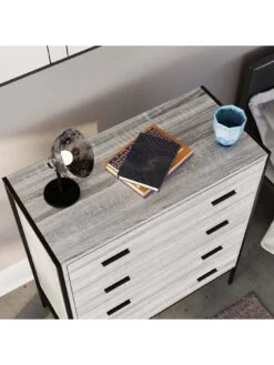 Vida Designs Brooklyn 4 Drawer Chest - Grey Oak -Oleu Furniture Shop VGOSL SQ5 0000006131 GREY OAK SLd1