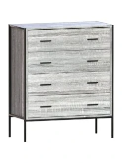 Vida Designs Brooklyn 4 Drawer Chest - Grey Oak -Oleu Furniture Shop VGOSL SQ7 0000006131 GREY OAK DGy