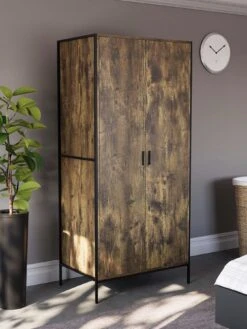 Vida Designs Brooklyn 2 Door Wardrobe - Dark Oak