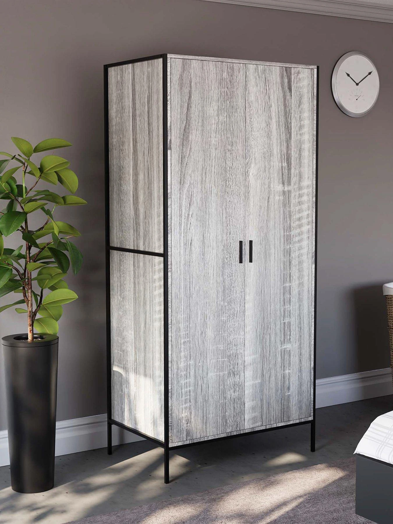 Vida Designs Brooklyn 2 Door Wardrobe - Grey Oak 3 Vida Designs Brooklyn 2 Door Wardrobe - Grey Oak