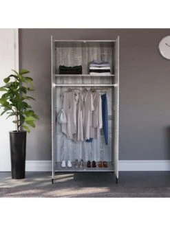 Vida Designs Brooklyn 2 Door Wardrobe - Grey Oak 12 Vida Designs Brooklyn 2 Door Wardrobe - Grey Oak -Oleu Furniture Shop VGOSN SQ4 0000006131 GREY OAK SLd
