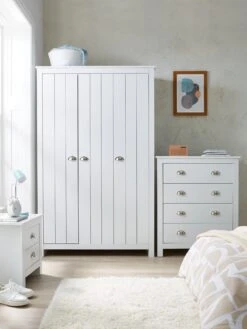 Very Home Atlanta 3 Piece Package - 3 Door Wardrobe, 4 Drawer Chest And 2 Drawer Bedside Chest - White