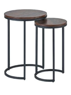 Julian Bowen Tribeca Round Nesting Side Tables - Walnut 5 Julian Bowen Tribeca Round Nesting Side Tables - Walnut -Oleu Furniture Shop VJ1XR SQ2 0000000007 WALNUT SLf