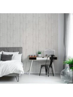 Fine Décor Urban Walls Lumber Wood Wallpaper In White