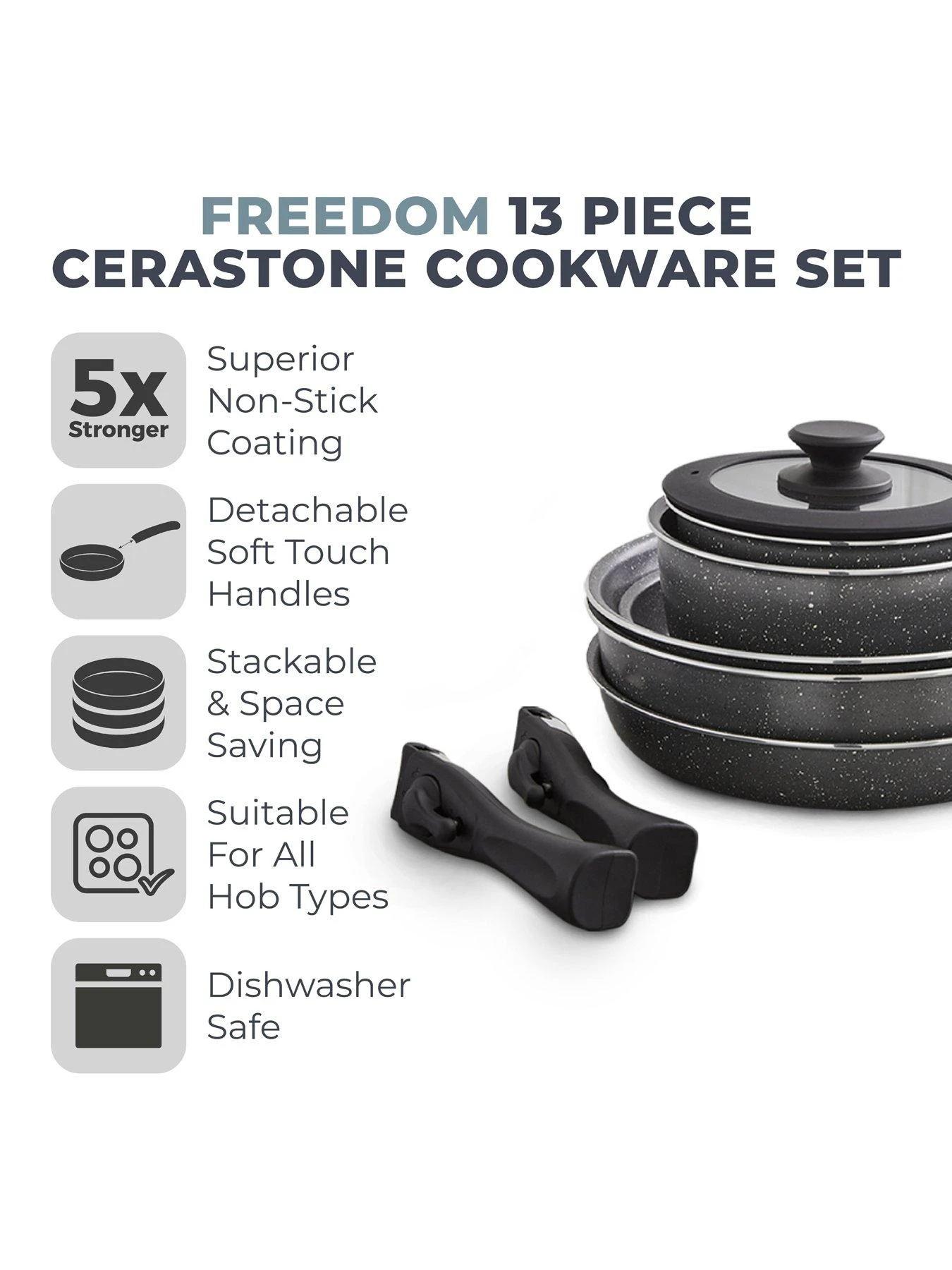 Tower Freedom Cerastone 13 Piece Cookware Set 4 Tower Freedom Cerastone 13 Piece Cookware Set - Image 2