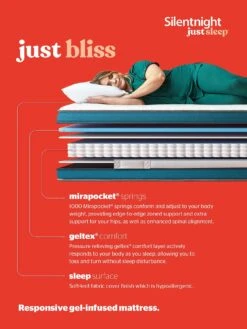 Silentnight Just Sleep Bliss Gel 1000 Pocket Mattress -Oleu Furniture Shop VJL3P SQ7 0000000013 WHITE DGy