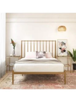 Dorel Home Giulia Modern King Metal Bed Frame - Gold -Oleu Furniture Shop VJWQL SQ4 0000000036 GOLD SLd