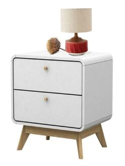 Dorel Home Cassie Bedside Table - White/Oak -Oleu Furniture Shop VJWQO SQ4 0000000010 WHITE OAK SLd