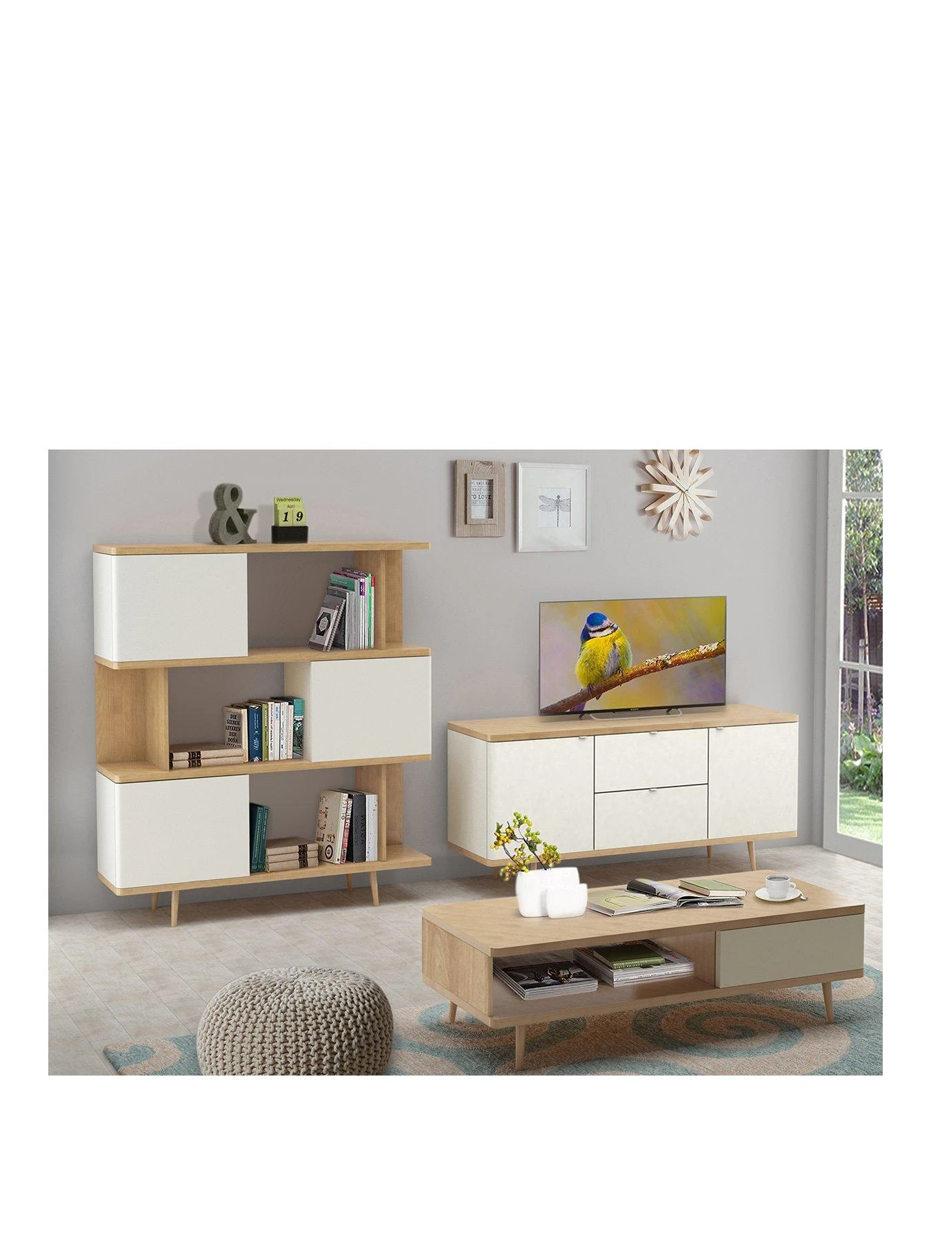 Alandra Bookcase - White/Oak 4 Alandra Bookcase - White/Oak - Image 2
