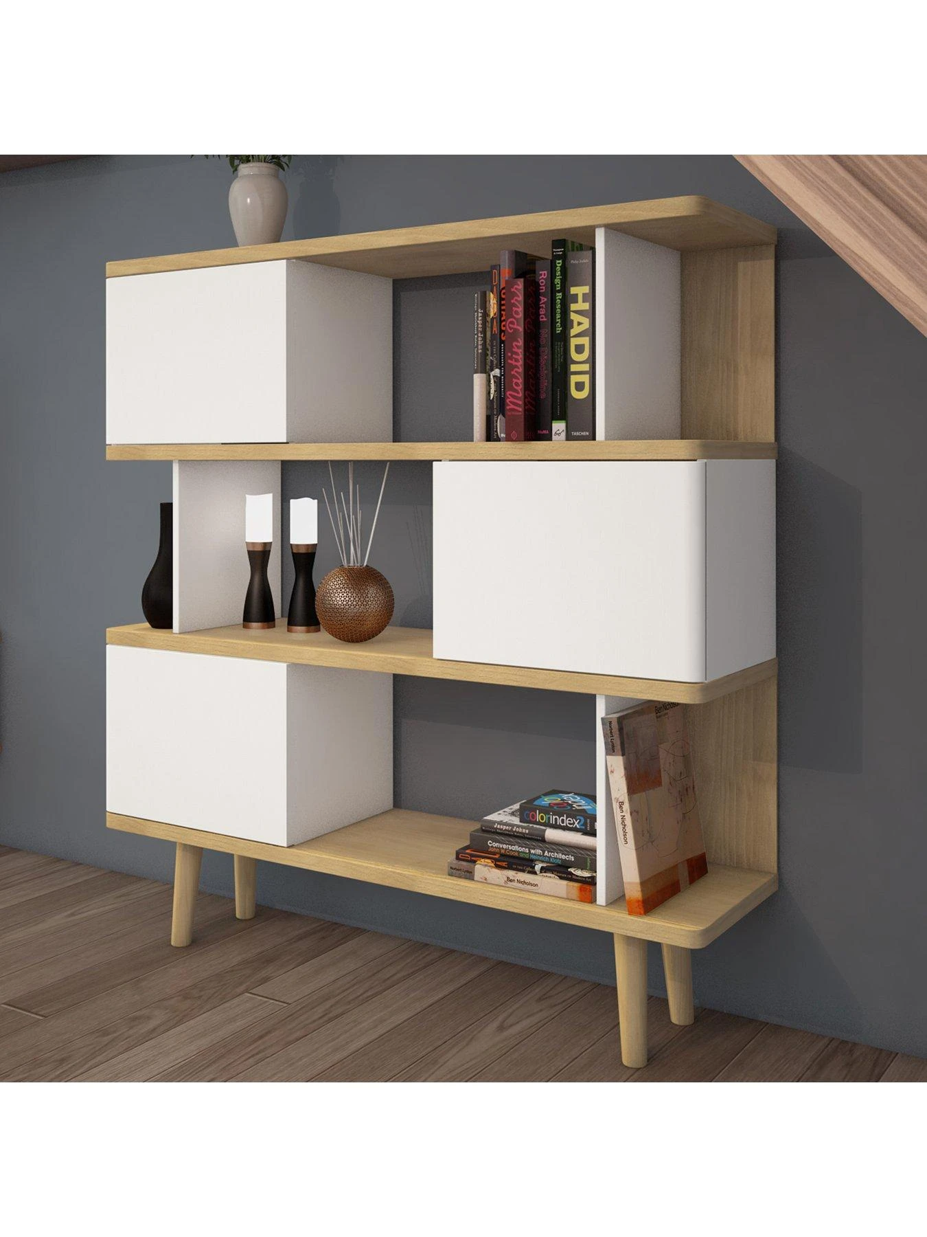 Alandra Bookcase - White/Oak 5 Alandra Bookcase - White/Oak - Image 3