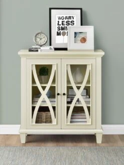 Ellington Double Glass Door Accent Cabinet - White