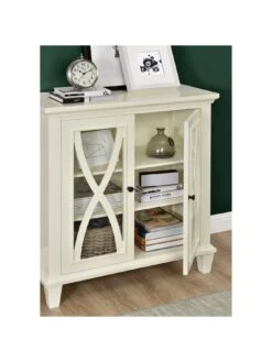 Ellington Double Glass Door Accent Cabinet - White -Oleu Furniture Shop VKEER SQ3 0000000013 WHITE SLd