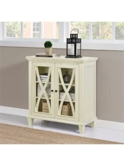 Ellington Double Glass Door Accent Cabinet - White -Oleu Furniture Shop VKEER SQ5 0000000013 WHITE SLd2