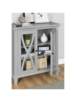 Ellington Double Glass Door Accent Cabinet - Grey -Oleu Furniture Shop VKEES SQ3 0000000005 GREY SLd