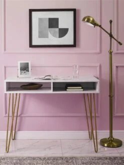 Novogratz Athena Desk - White 12 Novogratz Athena Desk - White -Oleu Furniture Shop VKEEU SQ4 0000000013 WHITE SLd1