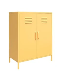 Novogratz Cache 2 Door Metal Locker Storage Cabinet -Oleu Furniture Shop VKEFO SQ3 0000000076 YELLOW SLa