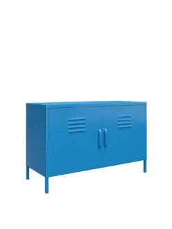 Novogratz Cache 2 Door Metal Locker Accent Cabinet - Blue -Oleu Furniture Shop VKEGS SQ3 0000000020 BLUE SLa