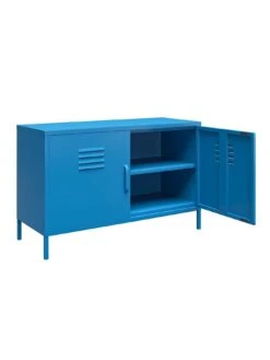 Novogratz Cache 2 Door Metal Locker Accent Cabinet - Blue -Oleu Furniture Shop VKEGS SQ4 0000000020 BLUE SLd