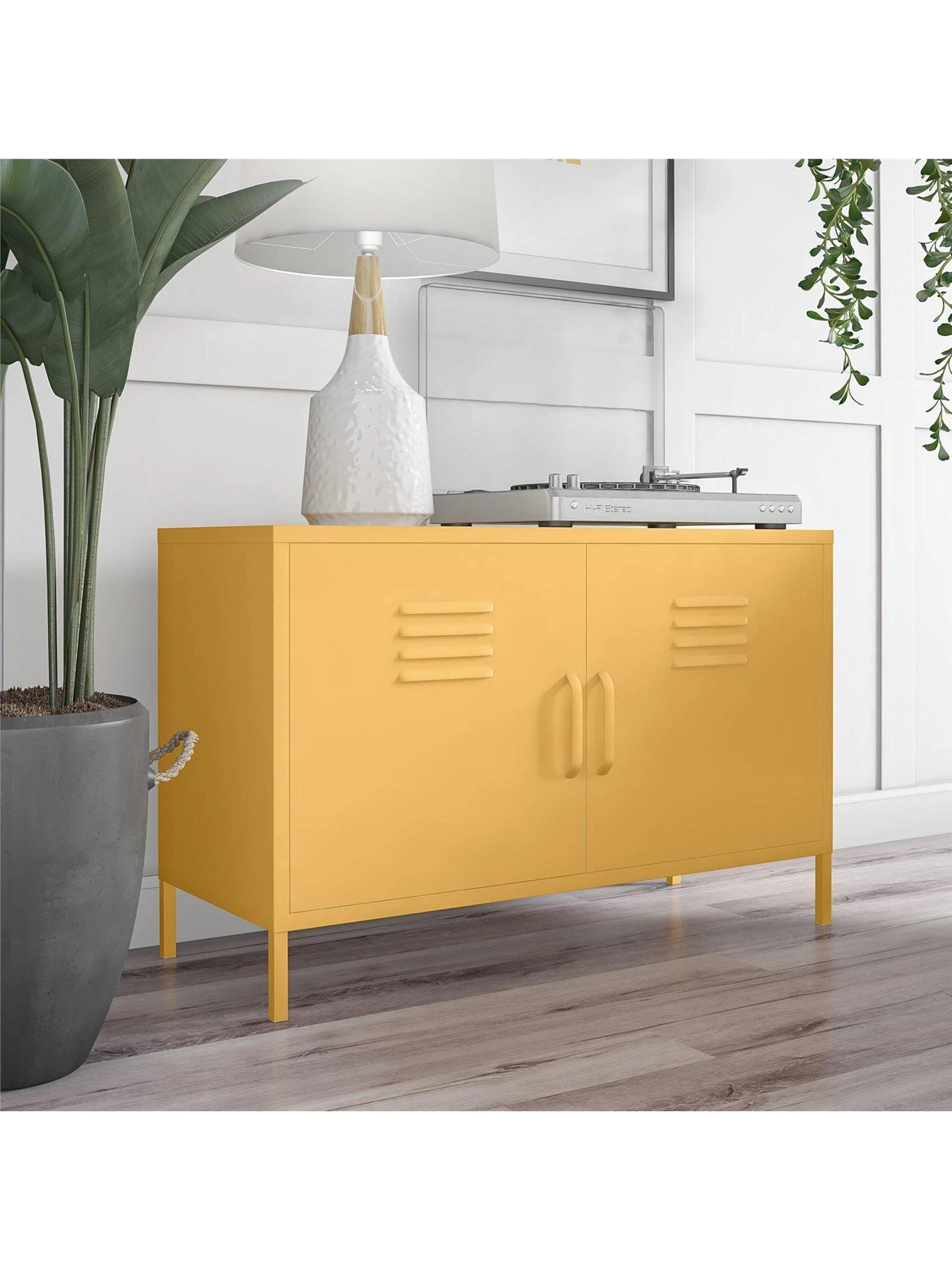 Novogratz Cache 2 Door Metal Locker Accent Cabinet - Yellow 3 Novogratz Cache 2 Door Metal Locker Accent Cabinet - Yellow