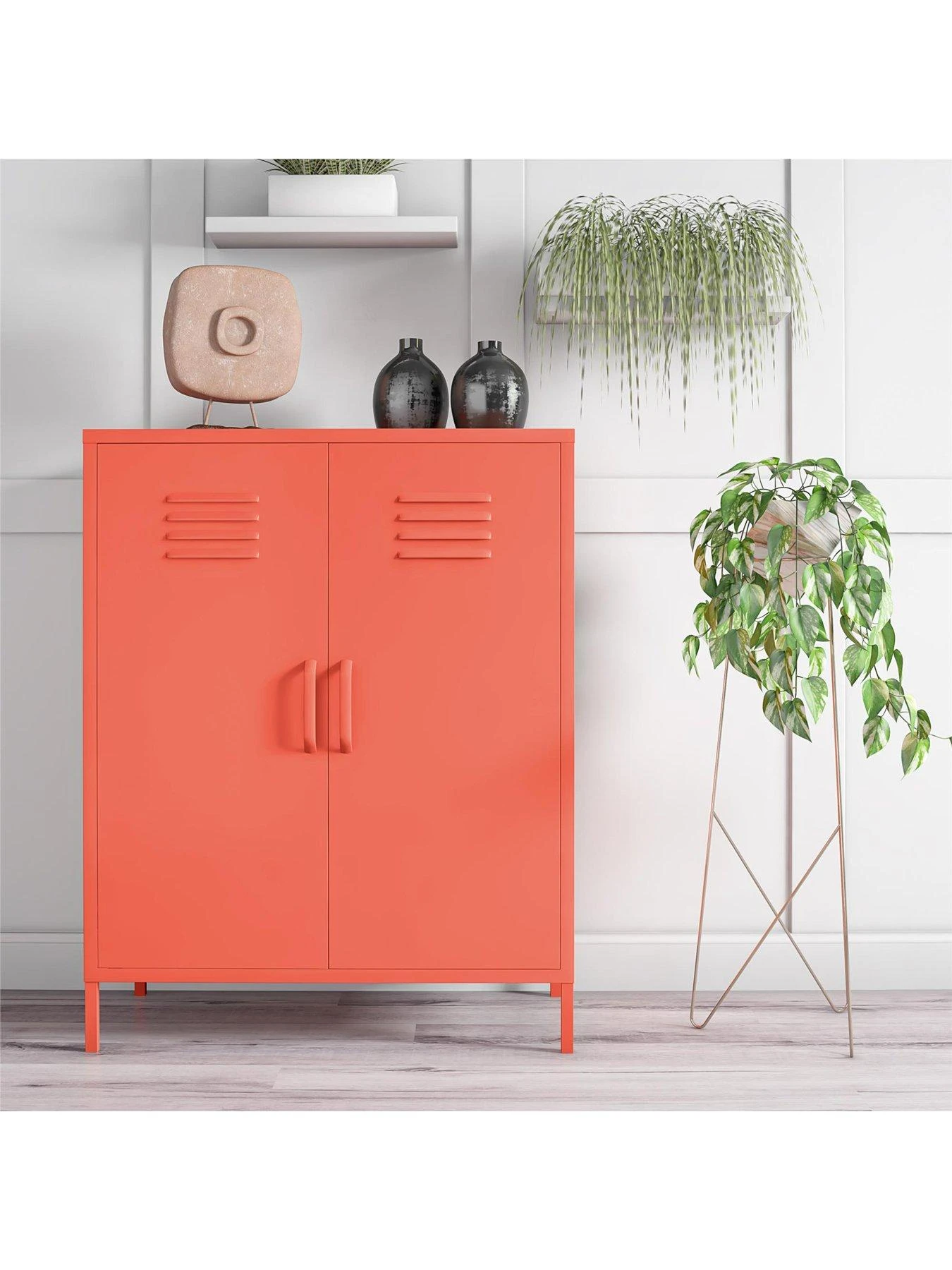 Novogratz Cache 2 Door Metal Locker Storage Cabinet - Orange 3 Novogratz Cache 2 Door Metal Locker Storage Cabinet - Orange