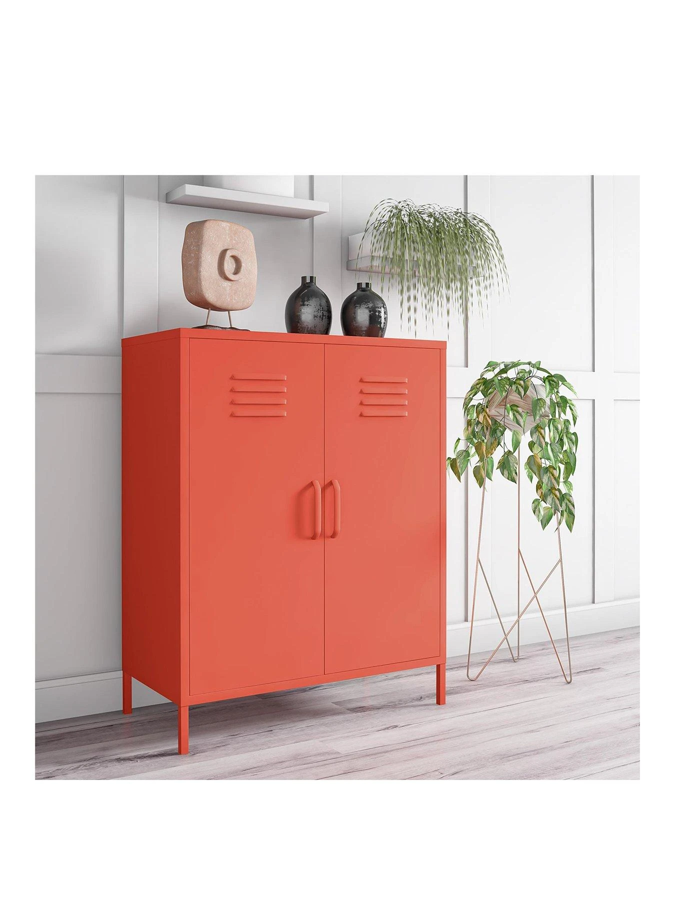 Novogratz Cache 2 Door Metal Locker Storage Cabinet - Orange 4 Novogratz Cache 2 Door Metal Locker Storage Cabinet - Orange - Image 2