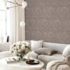 ARTHOUSE Luxe Damask Chocolate Rose Gold Wallpaper