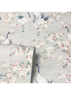 ARTHOUSE Blossom Cranes Natural And Pink Wallpaper -Oleu Furniture Shop VKEIG SQ3 0000000063 PINK SLd