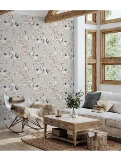 ARTHOUSE Blossom Cranes Natural And Pink Wallpaper -Oleu Furniture Shop VKEIG SQ6 0000000063 PINK SLd3