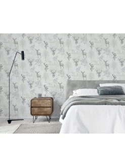 ARTHOUSE Etched Stag Grey Wallpaper