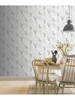 ARTHOUSE Etched Stag Grey Wallpaper -Oleu Furniture Shop VKEIL SQ3 0000000005 GREY SLd