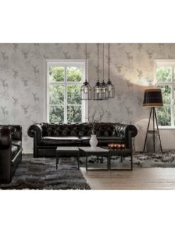 ARTHOUSE Etched Stag Grey Wallpaper -Oleu Furniture Shop VKEIL SQ4 0000000005 GREY SLd1