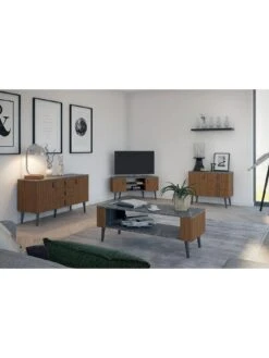 One Call Mabel Ready Assembled Compact Sideboard -Oleu Furniture Shop VKT52 SQ6 0000000007 WALNUT SLd2