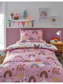 Silentnight Healthy Growth Coverless Single Duvet And Pillowcase Set - 9 Tog - Rainbow - Pink