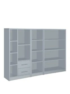 Everyday Metro 3 Piece Storage Bookcase Package - Grey - FSC® Certified -Oleu Furniture Shop VKYNL SQ3 0000000005 GREY SLa