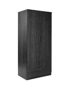 Everyday Panama 2 Door 1 Drawer Wardrobe - Black - FSC® Certified -Oleu Furniture Shop VLJPU SQ3 0000000004 BLACK SLa
