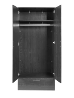 Everyday Panama 2 Door 1 Drawer Wardrobe - Black - FSC® Certified -Oleu Furniture Shop VLJPU SQ4 0000000004 BLACK SLd