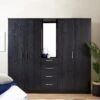 Everyday Panama 4 Door, 4 Drawer Combi Fitment Wardrobe With Mirror - Black - FSC® Certified 1 Everyday Panama 4 Door, 4 Drawer Combi Fitment Wardrobe With Mirror - Black - FSC® Certified -Oleu Furniture Shop VLJQ5 SQ1 0000000004 BLACK RSr