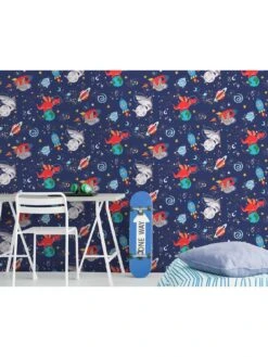 Holden D??cor Space Animals Wallpaper - Navy -Oleu Furniture Shop VMQBY SQ3 0000000099 N A SLd