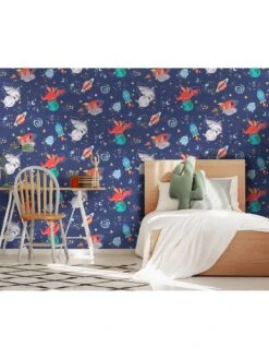 Holden D??cor Space Animals Wallpaper - Navy -Oleu Furniture Shop VMQBY SQ4 0000000099 N A SLd1