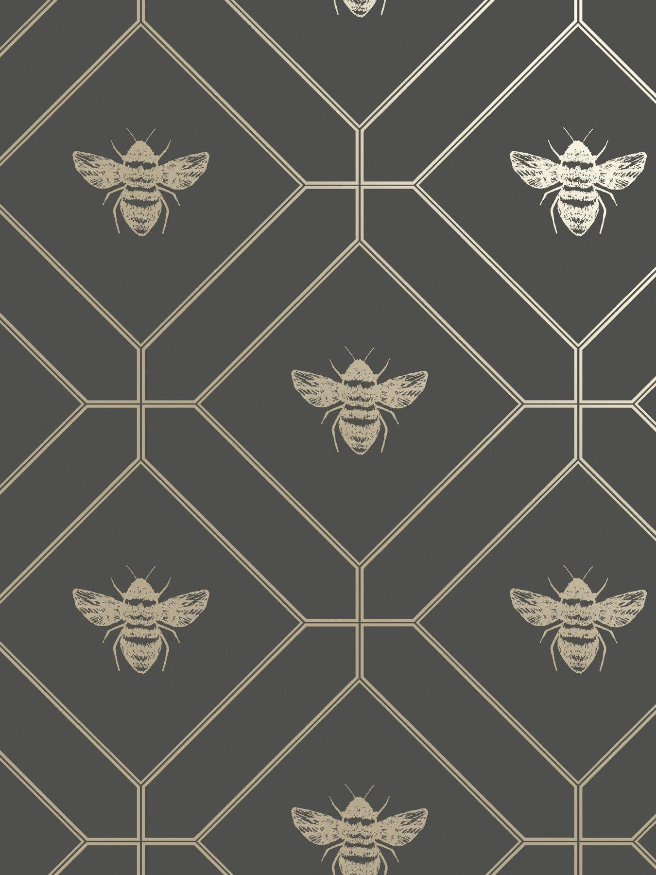 Holden D??cor Honeycomb Bee Wallpaper - Charcoal/gold 4 Holden D??cor Honeycomb Bee Wallpaper - Charcoal/gold - Image 2