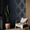 Superfresco Easy Serenity Geo Wallpaper - Navy/copper