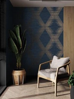 Superfresco Easy Serenity Geo Wallpaper - Navy/copper