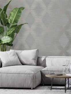 Superfresco Easy Serenity Geo Wallpaper - Grey/rose Gold